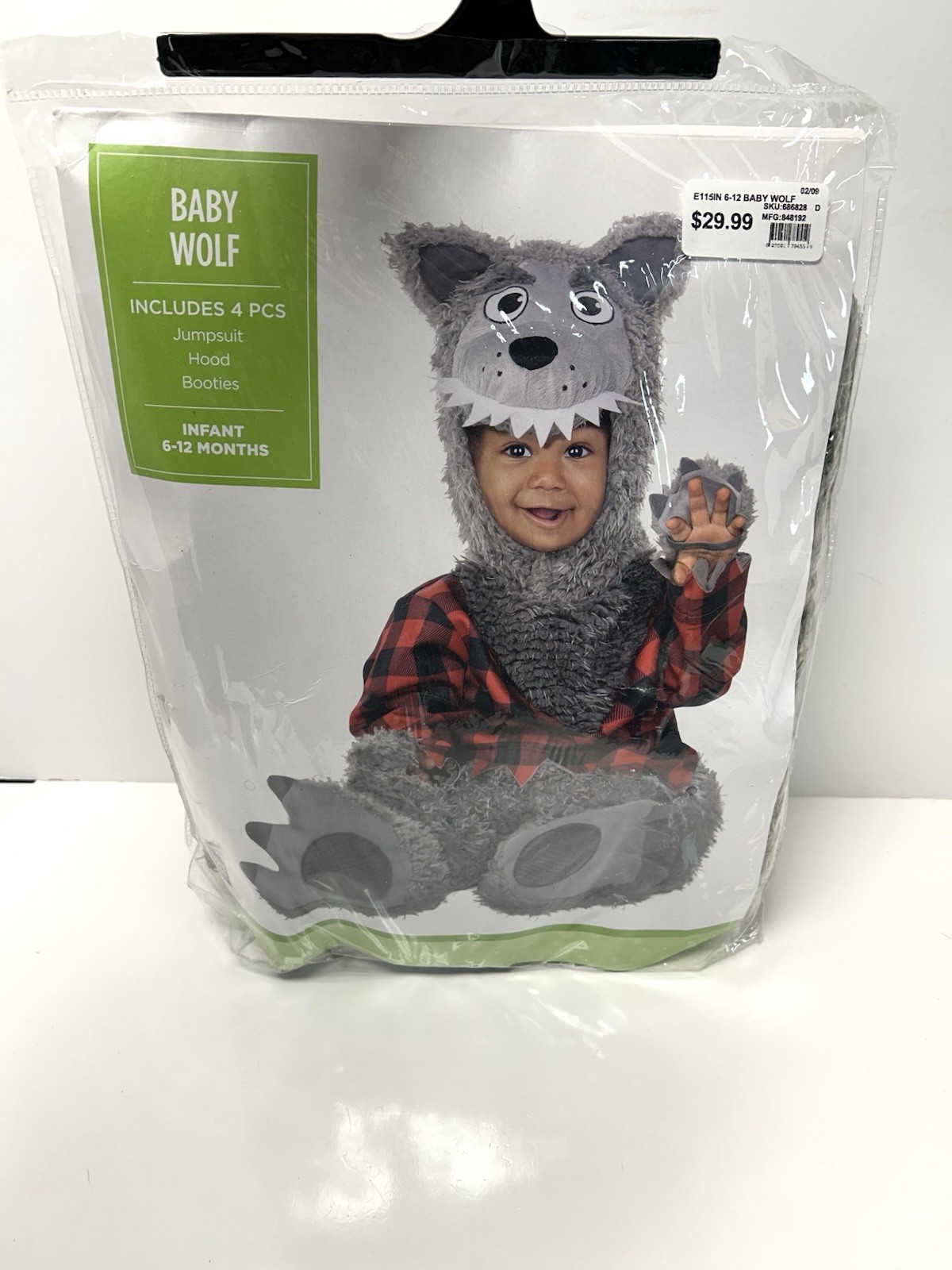 Bebé Lobo Halloween Disfraz Infantil Talla 6-12M Unisex Capucha, Mono y Botines