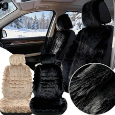 Fluffy Fuzzy Faux Sheepskin Wool Fur Car Seat Cover Universal For Auto SUV Truck
