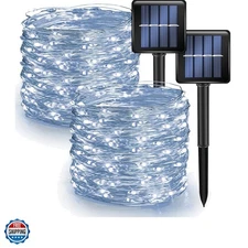 2 Pack Solar String Lights Outdoor, Total 80FT 240LED Solar Powered Waterproo...
