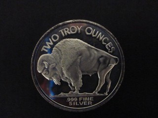 2 Unzen .999 Feinsilber Bullion Runde Büffel Indianer/Two Troy Ounces s. Text