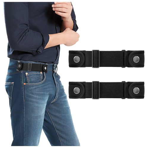 2er Pack Ohne Schnalle Elastisch Verstellbar Unsichtbar Seitengürtel - Passend für 1,5 Zoll Gürtel...