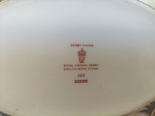 Rare Royal Crown Derby Kings Pattern #383 Gravy Boat & Under Plate - Picture 3 of 3