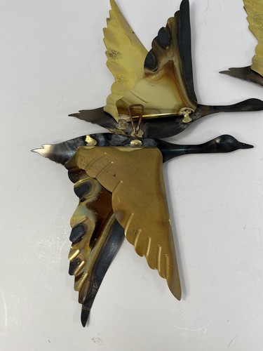 Vintage Metall Gänse Wanddekor 2 Stück Gold und Schwarz - Bild 5 von 9
