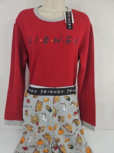 Cotton On Plaid Friends Thanksgiving Pajamas Set Unisex Small Flannel Turkey New