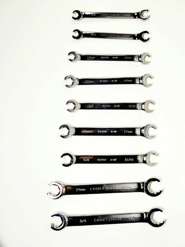 Craftsman 9 piece Standard and Metric Flare Nut Wrench Set Tool - Picture 3 of 3