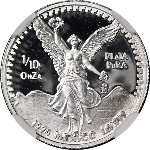 1994 Mo Mexico 1/10 Onza Silver Proof NGC PF69 Ultra Cameo