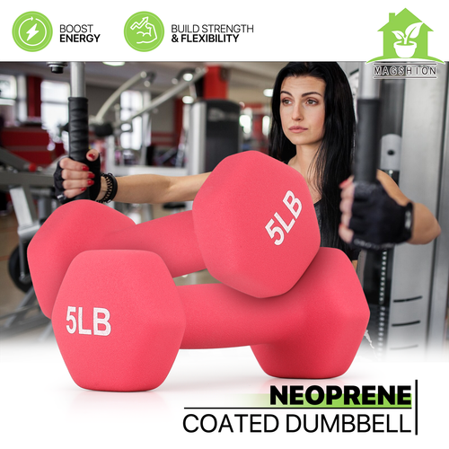 Easy Grip Workout Dumbbell Arm Strength Training Fitness,2x5LB Neoprene Coated - Picture 1 of 10