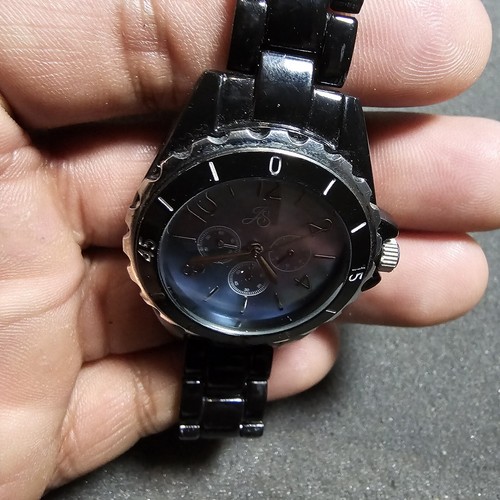 JS Ladies Quartz Fashion Watch Black With MOP dial G348-10 Working New Battery - Picture 3 of 9