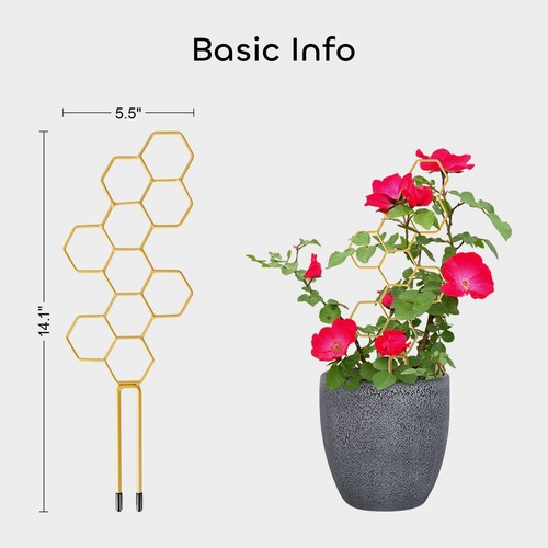 2 Pcs Garden Trellis 14" Climbing Plant Support Potted Plant Metal Trellis - Picture 4 of 24