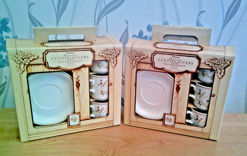 St Micheal Vintage M&S Harvest Set mit sechs Tassen und Untertassen NEU (verpackt)