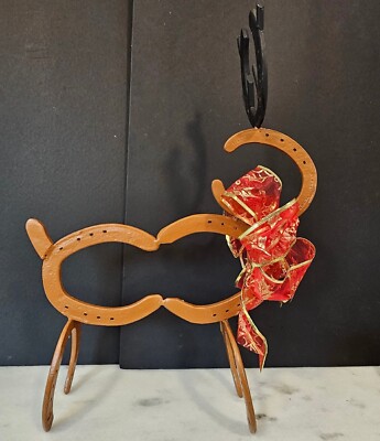 Horseshoe Reindeer Figurine Christmas Holiday made out of genuine Horseshoes 