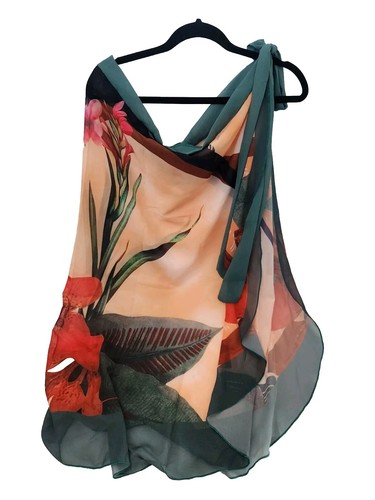 M Womens One Piece Swimsuit W/ WrapCoverUp Tropical Floral Print V Neck Swimwear - Picture 7 of 7