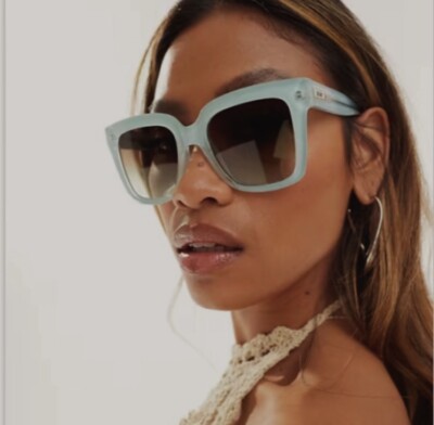 Quay Australia Oversized ICY Blue Frame Smoke Lenses Sunglasses Unisex