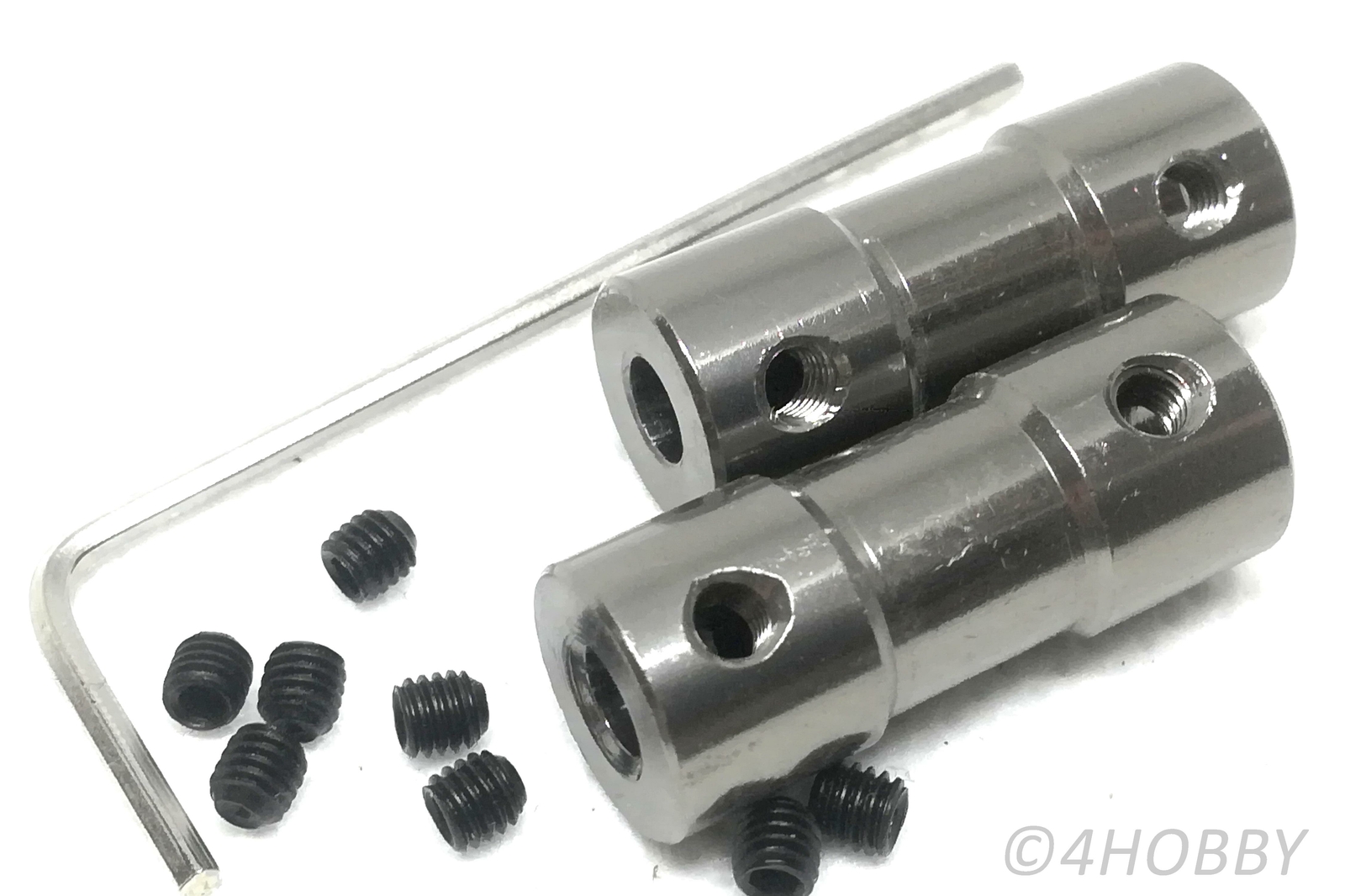 2x Kupplung 4,0 x 4,0 mm Wellenkupplung Alu grau RC Boot Propeller Welle Adapter