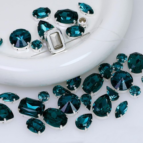 Blue Zircon Crystal Sew-On Rhinestones Mixed Shapes for Dress Shoes Belt - Picture 5 of 7