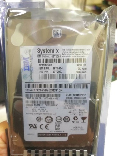 IBM 49Y2004 49Y2003 600GB 6G 10K HOT SWAP SFF 2.5'' SAS HDD HARD DRIVE W/TRAY - Picture 2 of 4