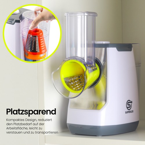 SUPERLEX Elektrischer Gemüsehobel Küchenmaschine für Käse,Gemüse, Kartoffelreibe - Bild 12 von 16