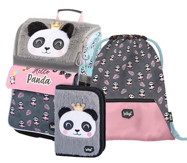 BAAGL SET 3 Zippy Panda: school bag school pencil case gym sack BAAGL SET 3 Zippy Panda: school bag school pencil case gym sack