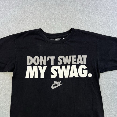 Nike Shirt Mens Small Black Short Sleeve Dont Sweat My Swag Graphic Casual - Picture 4 of 11