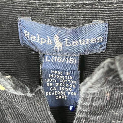RALPH LAUREN Shirt Boys L 16-18 Corduroy Button Up Long Sleeve Cotton Black - Picture 4 of 12