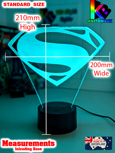 SUPERMAN MAN OF STEEL SUPERHERO 3D LED Battery USB Night Light 7 Colour Lamp - Picture 5 of 10