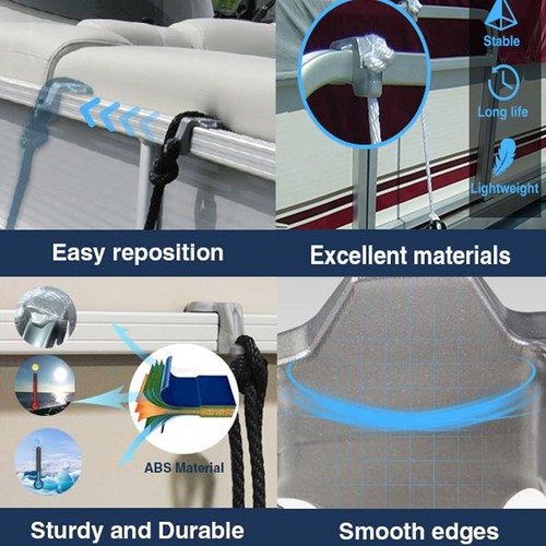 4 PZ Binario Barca Pontone per FENDER Gancio Regolazione Tubo Quadrato Rotaie Clip - Foto 21 di 24