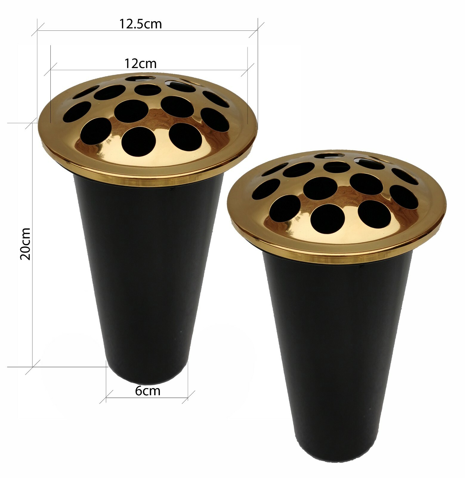 2 x Memorial Graveside Flower Vase Insert 20cm high, Black & Silver eBay