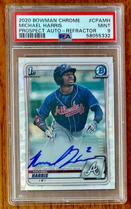 MICHAEL HARRIS 2020 BOWMAN CHROME REFRACTOR AUTO RC 242/499 PSA 9 FREE SH