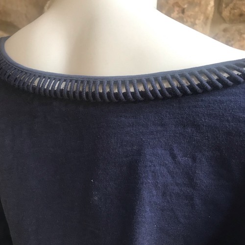 Soft Surroundings Long Sleeve Perforated Scoop Neck Blue Top Women's Size Small - Bild 5 von 6