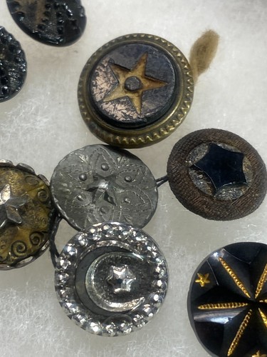 40+Antique Victorian Star Moon Motif Picture Buttons Mixed Type Style 1/4"-1" - Picture 7 of 17