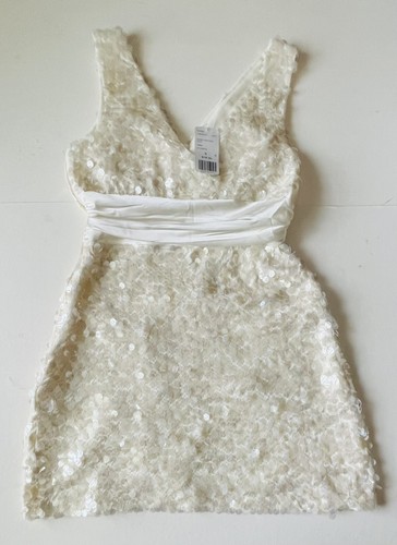 TWENTYONE 21 MINI CREAM SEQUIN TULLE DRESS-SLVLS-WOVEN TOP/TUNICS Cocktail,Party - Picture 9 of 10