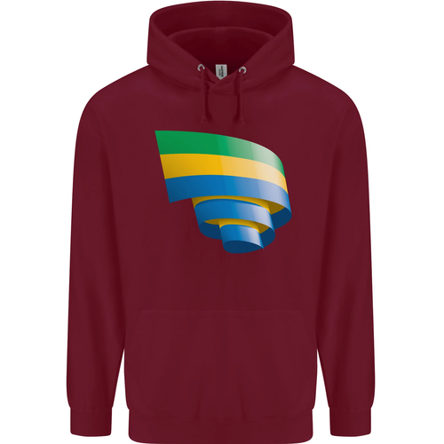 Curled Gabon Flag Gabonese Day Football Childrens Kids Hoodie - Picture 73 of 88
