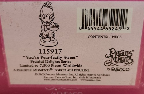Precious Moments YOU'RE PEAR-FECTLY SWEET Figure 115917 Limited Edition 7,500 - Picture 8 of 8