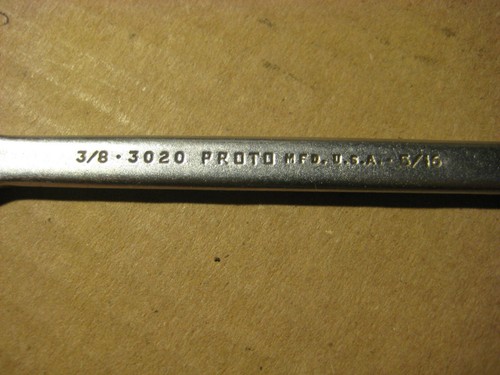 Vintage Open Ended Wrench PROTO MFG  USA 3020 5/16" 3/8" - Picture 2 of 5