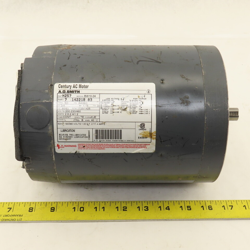 AO Smith 7-142218-03 3/4Hp 1725RPM 3Ph 200-230/460V GA56C AC