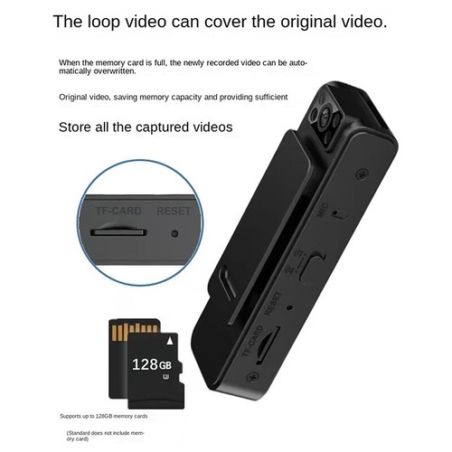 L8 Mini Body Camera 1080P HD WiFi Sports Camera 180 ° Rotatable Night Vision - Photo 5/10