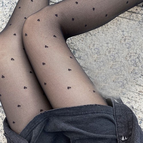 Damen-Socken Ultradünn Durchsichtig Lange Socken Herzmuster Durchsichtige / - Bild 7 von 17