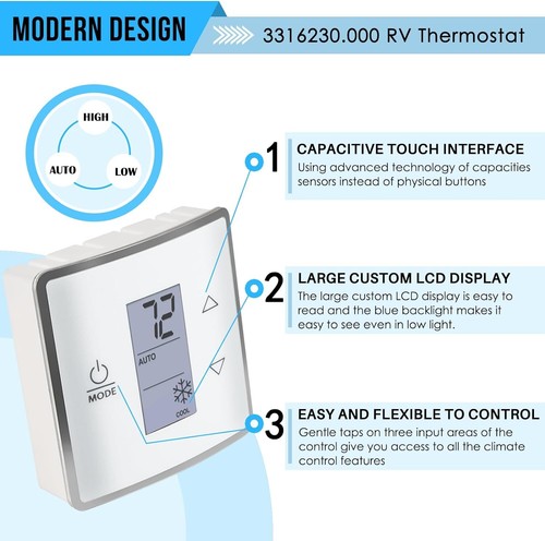 Thermostat Kit 3316230.000 RV for Dometic Single Zone LCD Touch Air Conditioner - Picture 4 of 7