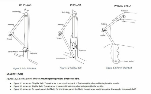 Rear Seat Belt Kit for Holden HQ 1971-74 Sedan Wagon Monaro - ADR Approved - Picture 5 of 9