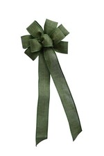 Small 5-6" Hand Made Wired Wreath Bow -Linen - Moss Green