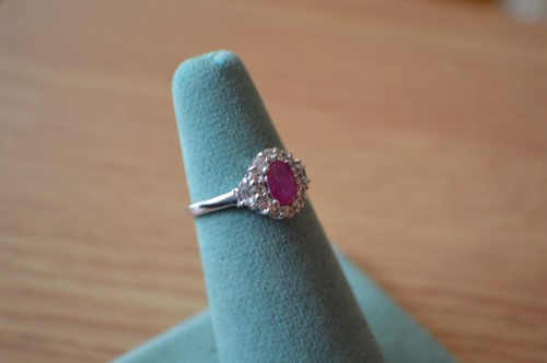 1.20ct Premium Montepuez Ruby / Zircon Ring Platinum over Fine Silver Size 6 - Picture 4 of 15