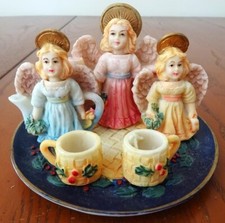 MINIATURE CHRISTMAS ANGEL TEA SET WITH TRAY RESIN-R21-G