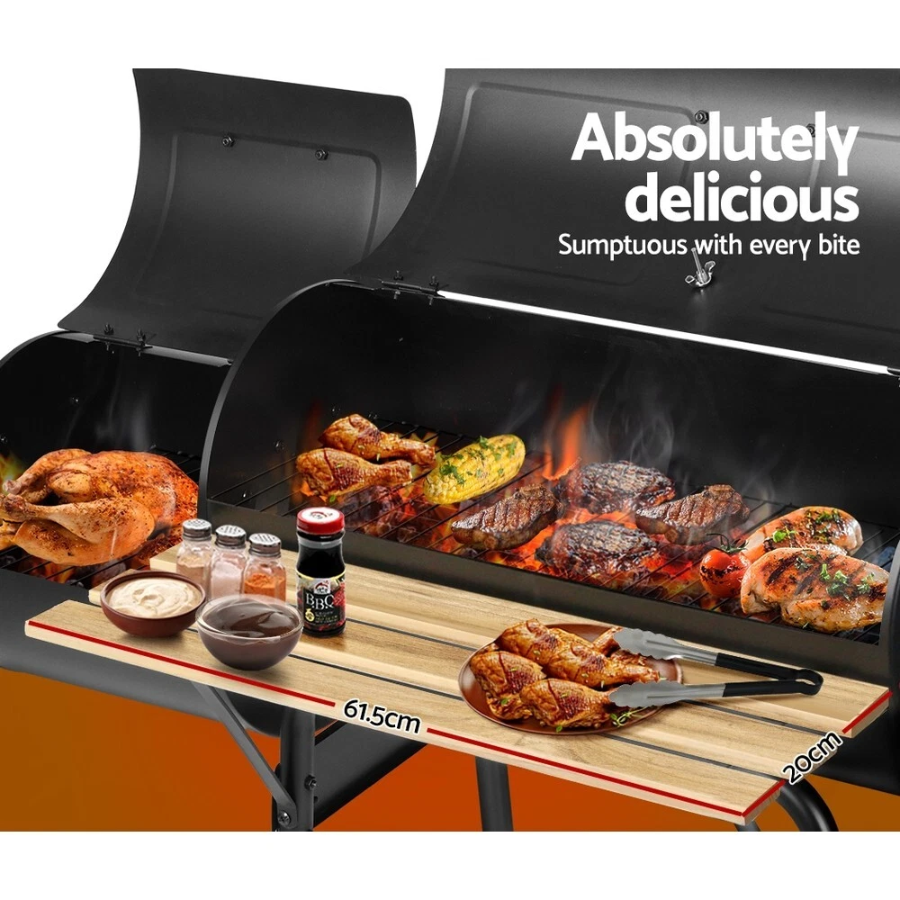 2in1 BBQ Smoker Charcoal Grill Roaster Portable Outdoor Camping Garden Barbecue