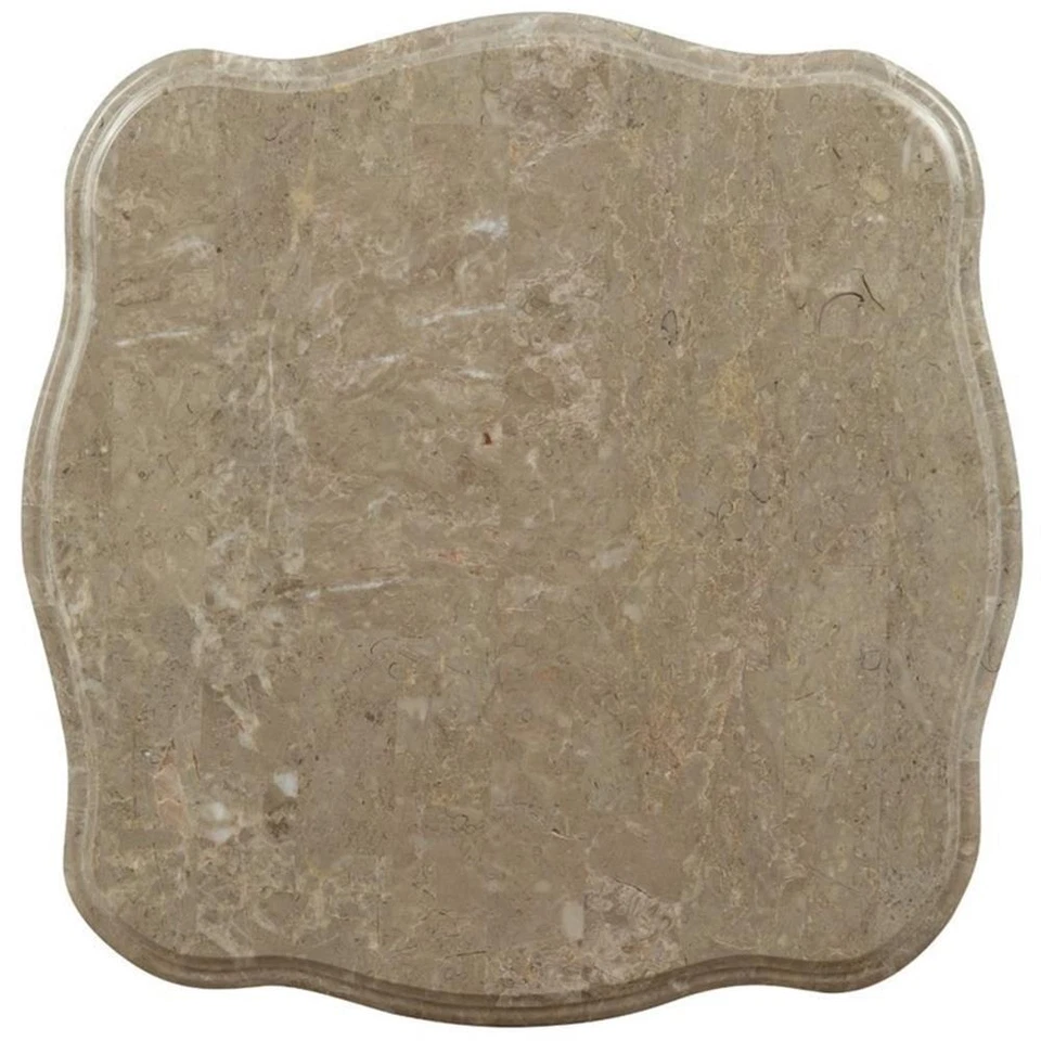 Mesa auxiliar cuadrada de mármol ACME Gorsedd en marfil dorado Foto 3 de 3