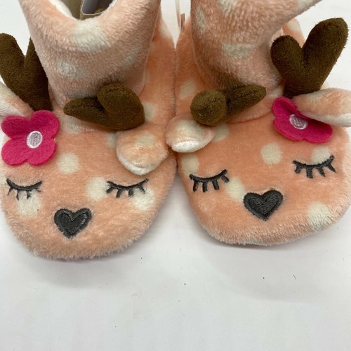 Cat & Jack Girls deer slippers-pink-size 2T/3T NWT - Picture 2 of 6