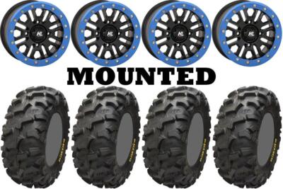 Kit 4 Blackwater Evolution 27x9-14/27x11-14 on HL23 Beadlock Mt Blk Blue CAN