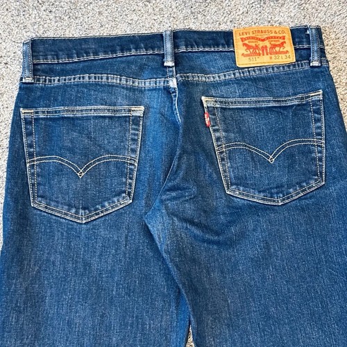 Levi's 511 Mens 32W 34L Blue Vintage Y2K Smart Straight Leg Denim Jeans - Picture 8 of 10