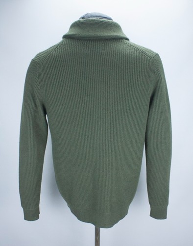 Charles Tyrwhitt Mens Green Chunky Merino Wool Shawl Neck Cardigan Size M Jumper - Imagen 11 de 24