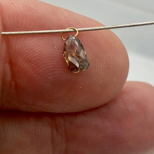 0.79cts Champagne Diamond 18K Briolette Pendant |6.75x3.75x2.75mm and 3mm loop | - Picture 2 of 12