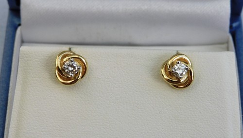 PJW 18 KT GELBGOLD 0,15 kt DIAMANT SOLITÄR KNOTEN DESIGN OHRSTECKER - 2,9 g - Bild 5 von 18
